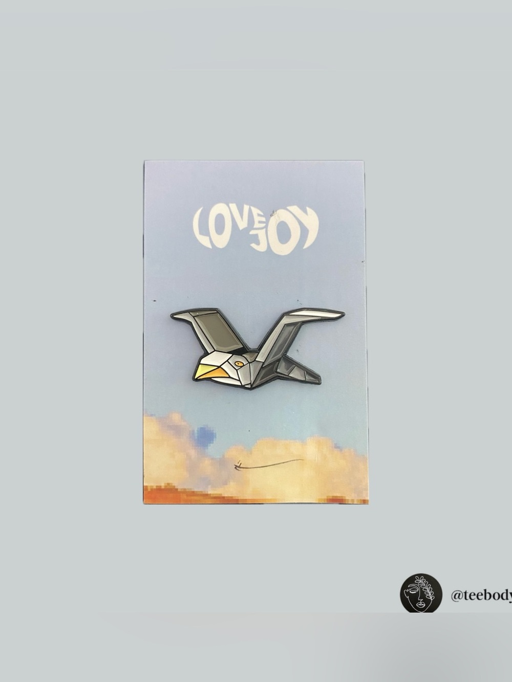 love J Gray Enamel Seagull Brooch with Yellow Beak